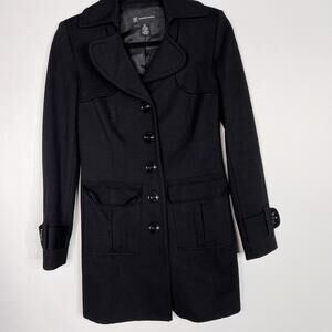 INC International Concepts XSmall XS Black Peacoat Jacket Single Button Lined